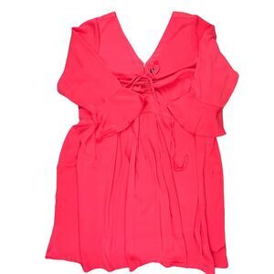 Eloquii Cocktail Dress 26 Pink Flared Sleeves Flowy Adjustable Neckline Dress